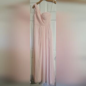 Weddington Way Long Blush Pink One-shoulder Chiffon Gown With Pockets 'Louisa'